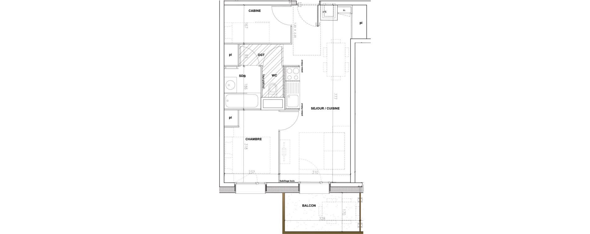 Appartement T2 de 41,91 m2 &agrave; Mont-De-Lans Centre