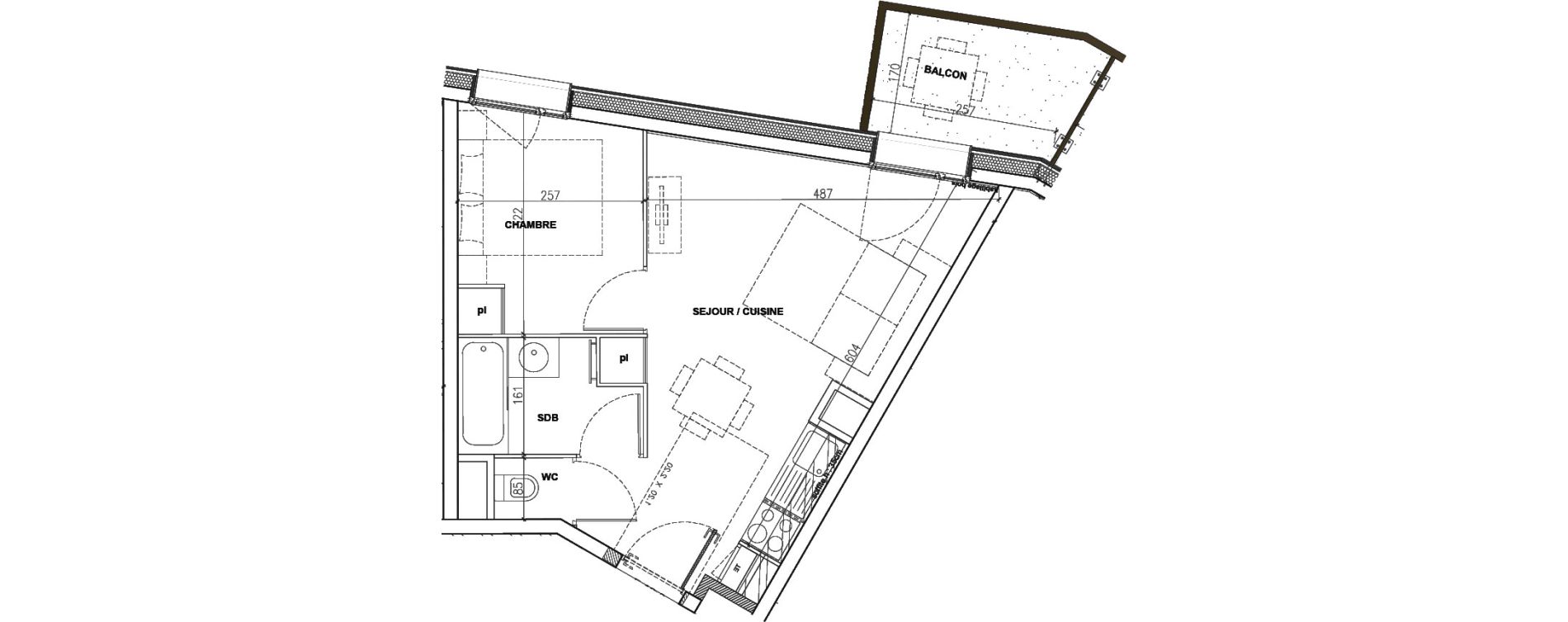 Appartement T2 de 32,95 m2 &agrave; Mont-De-Lans Centre