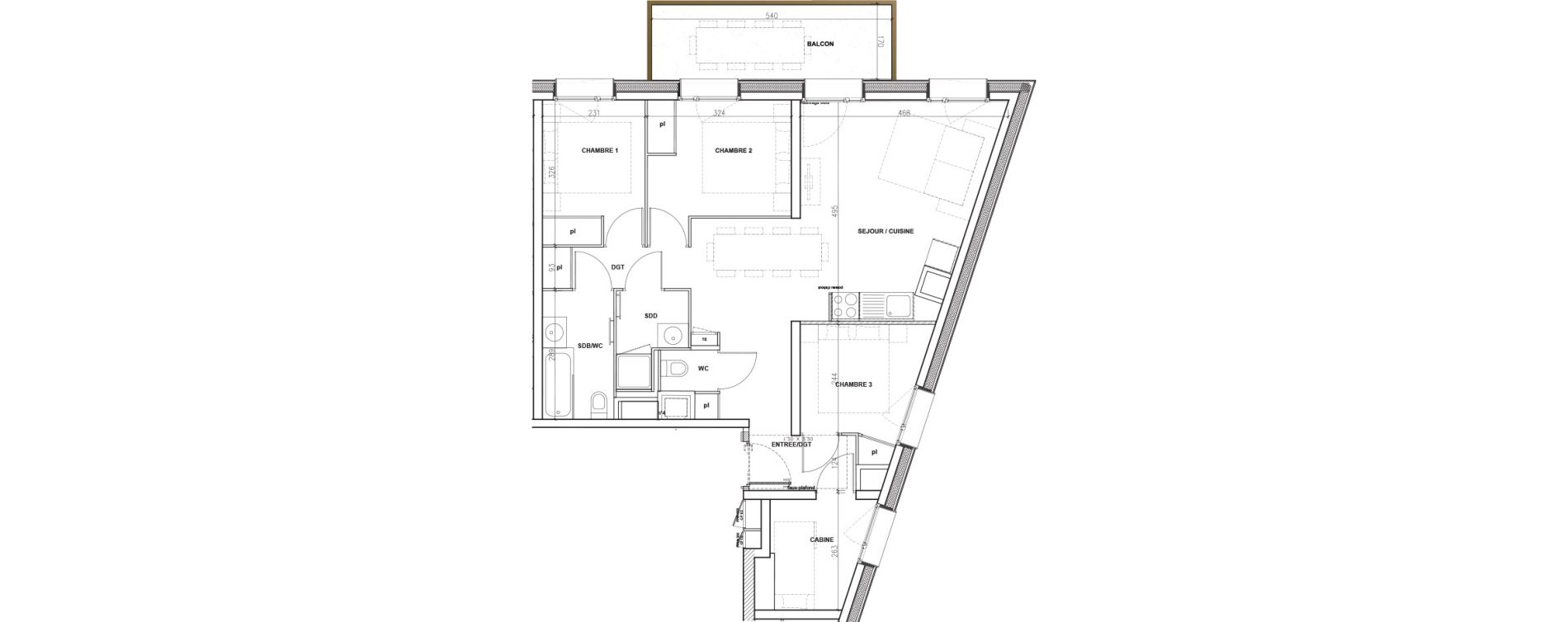 Appartement T4 de 72,22 m2 &agrave; Mont-De-Lans Centre