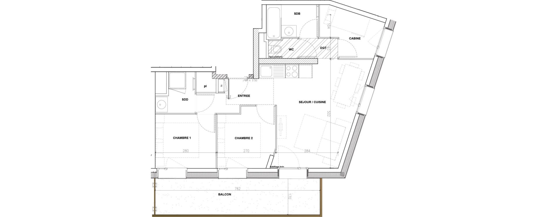 Appartement T3 de 52,82 m2 &agrave; Mont-De-Lans Centre