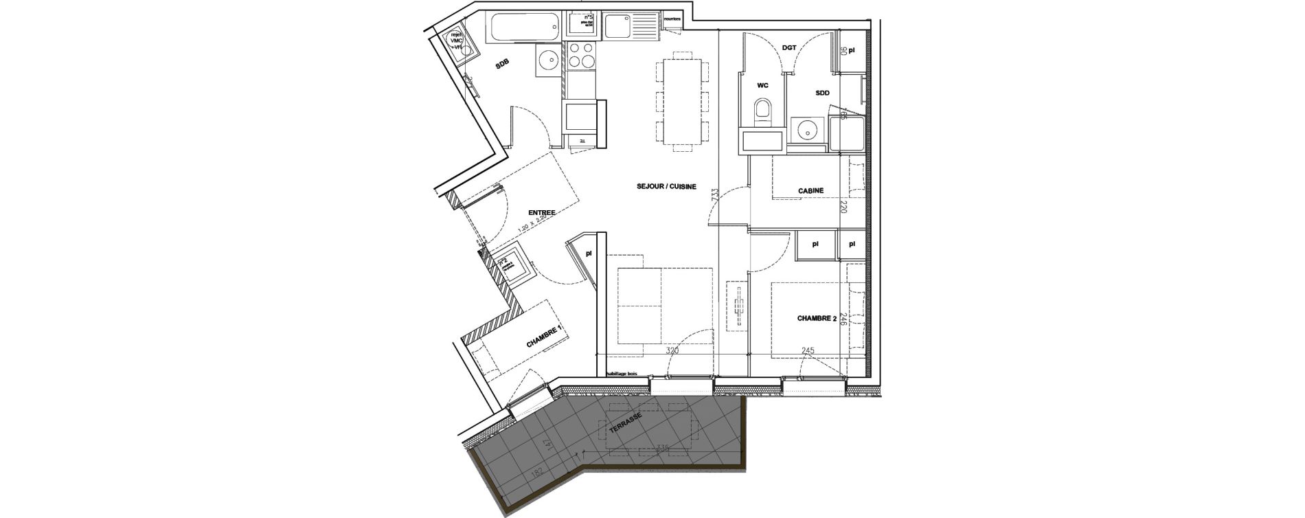 Appartement T3 de 57,46 m2 &agrave; Mont-De-Lans Centre