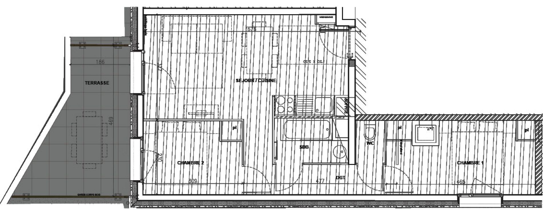 Appartement T3 de 47,11 m2 &agrave; Mont-De-Lans Centre