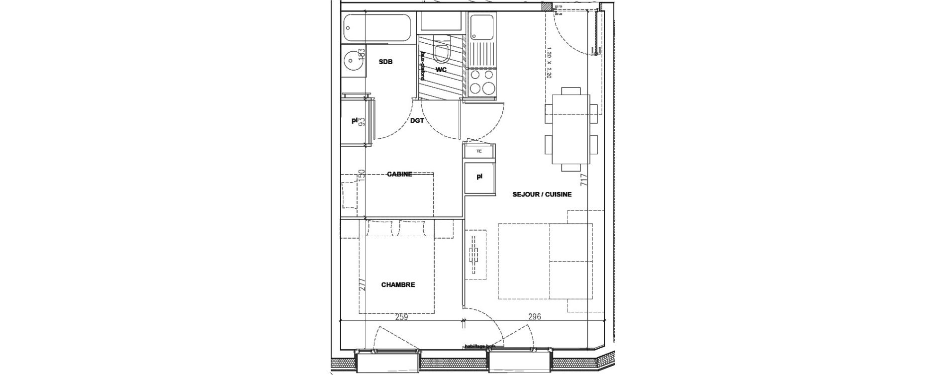 Appartement T2 de 38,65 m2 &agrave; Mont-De-Lans Centre