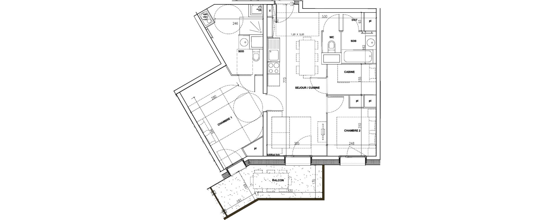 Appartement T3 de 62,49 m2 &agrave; Mont-De-Lans Centre
