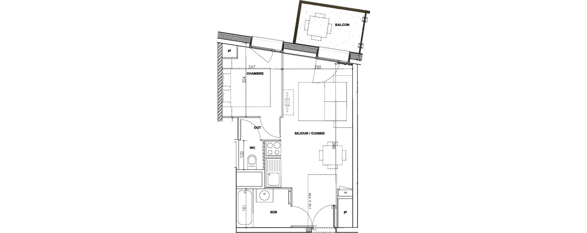 Appartement T2 de 35,08 m2 &agrave; Mont-De-Lans Centre