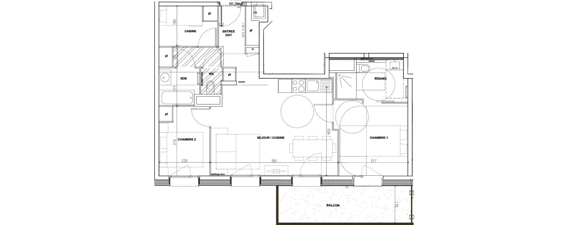 Appartement T3 de 65,26 m2 &agrave; Mont-De-Lans Centre