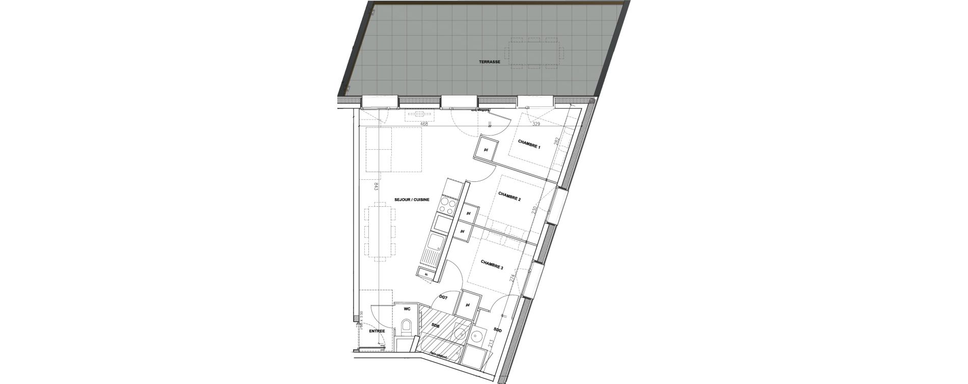 Appartement T4 de 56,10 m2 &agrave; Mont-De-Lans Centre