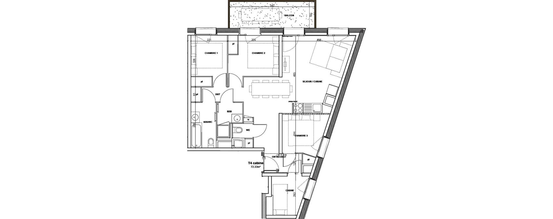 Appartement T4 de 72,22 m2 &agrave; Mont-De-Lans Centre