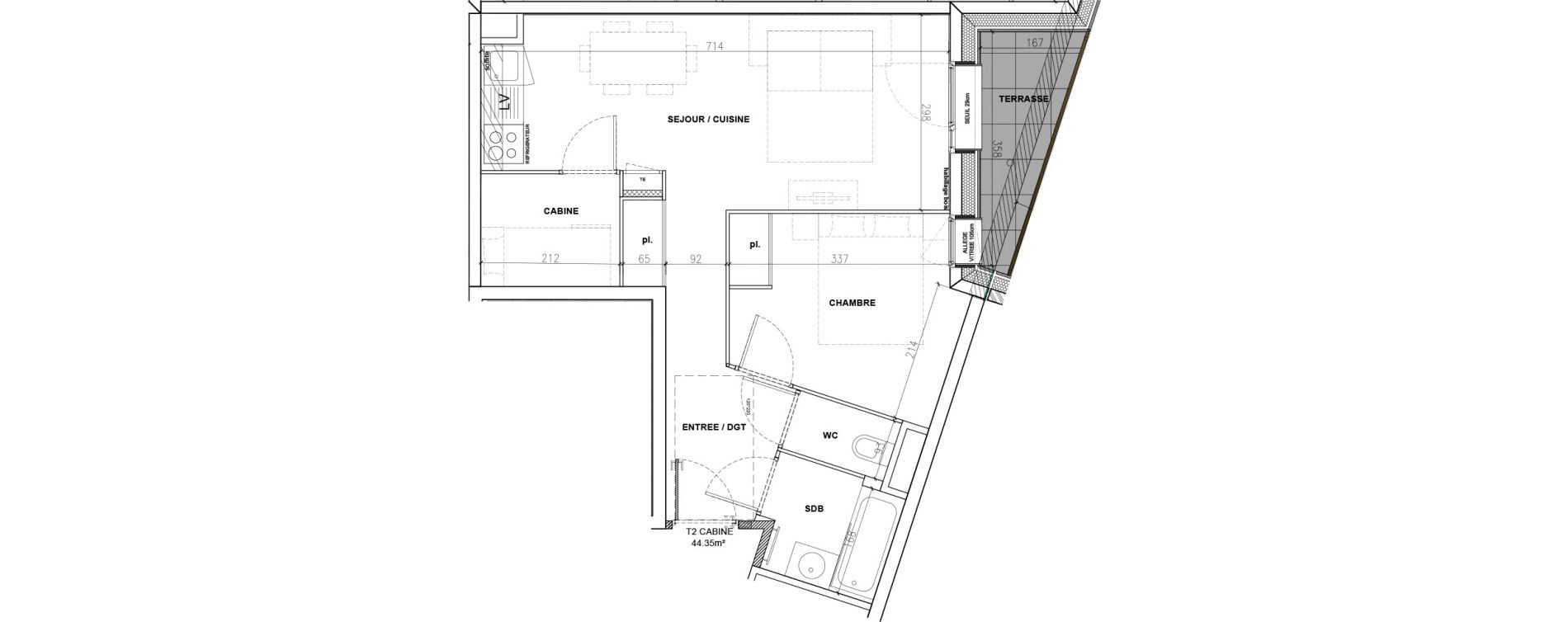 Appartement T2 de 44,35 m2 &agrave; Mont-De-Lans Centre