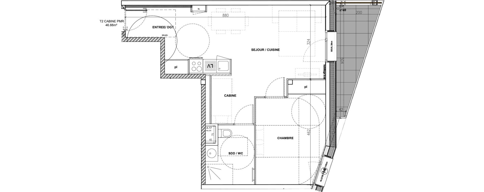 Appartement T2 de 46,88 m2 &agrave; Mont-De-Lans Centre