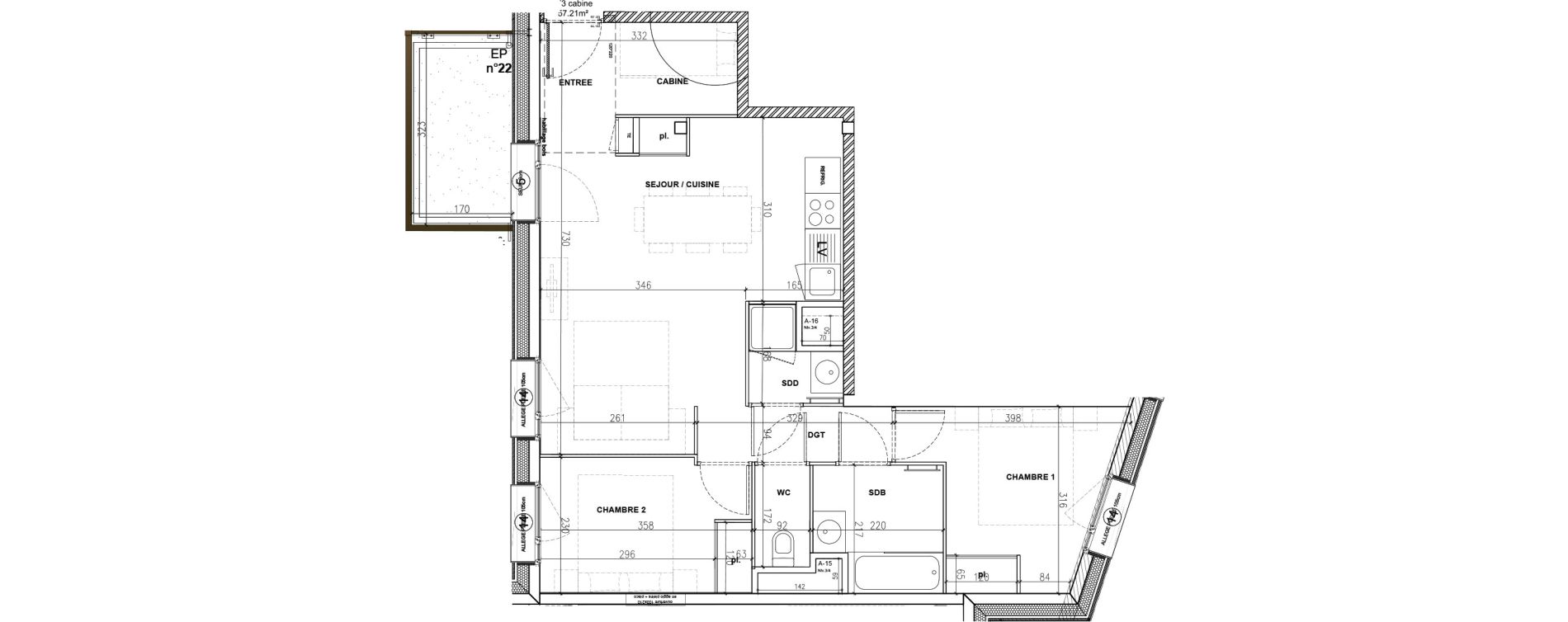 Appartement T3 de 57,21 m2 &agrave; Mont-De-Lans Centre