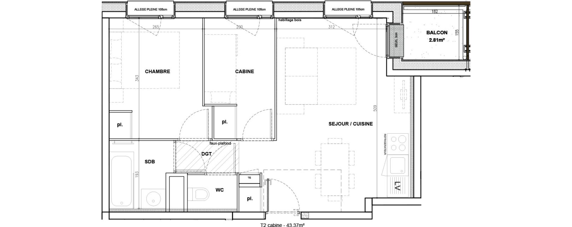 Appartement T2 de 43,37 m2 &agrave; Mont-De-Lans Centre