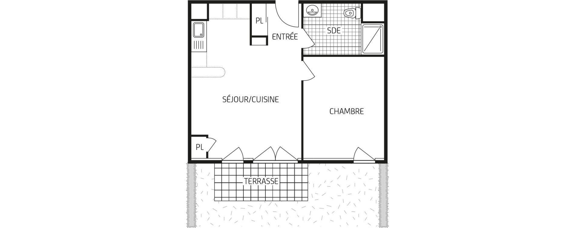 Appartement T2 de 41,56 m2 &agrave; Pont-De-Ch&eacute;ruy Centre