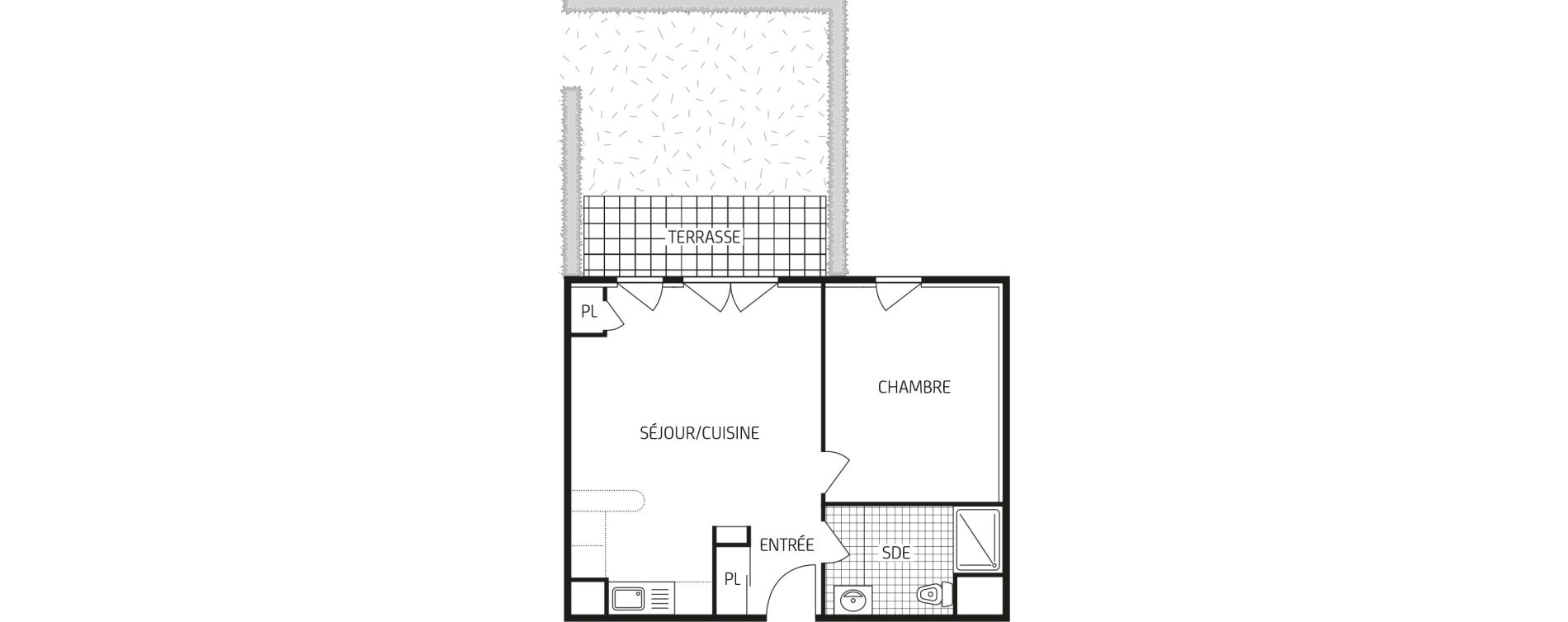 Appartement T2 de 43,55 m2 &agrave; Pont-De-Ch&eacute;ruy Centre