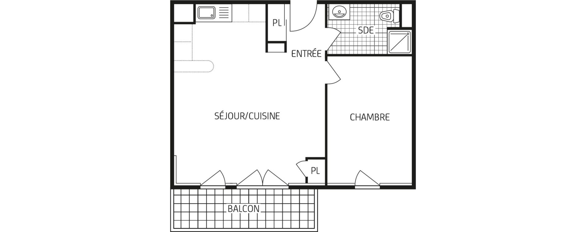 Appartement T2 de 44,14 m2 &agrave; Pont-De-Ch&eacute;ruy Centre