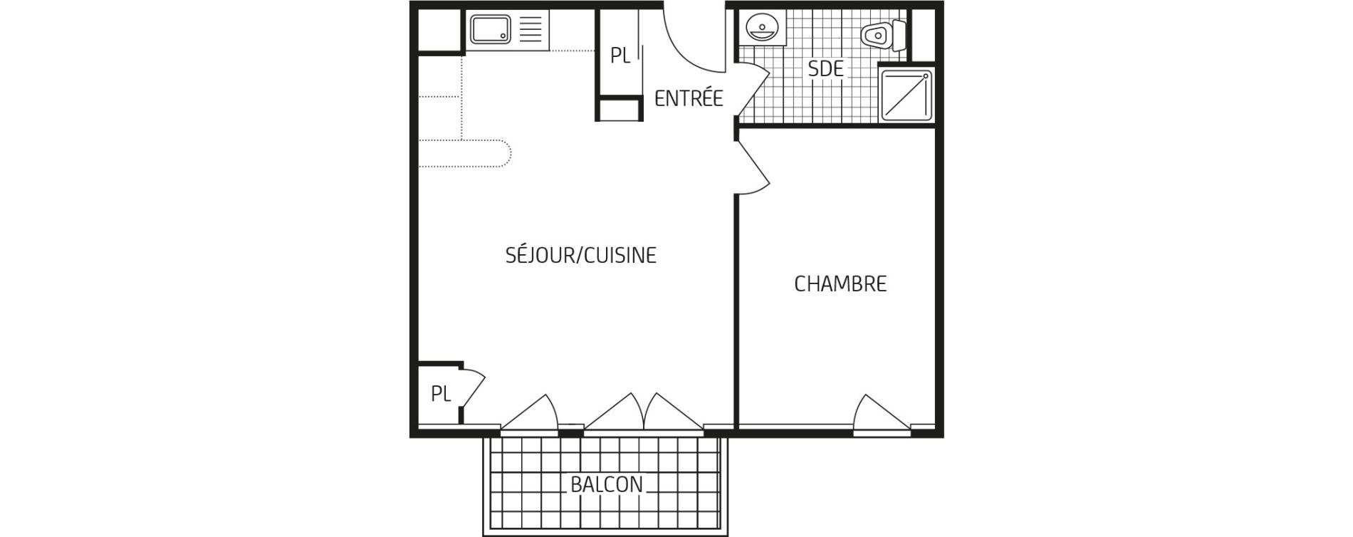 Appartement T2 de 41,89 m2 &agrave; Pont-De-Ch&eacute;ruy Centre