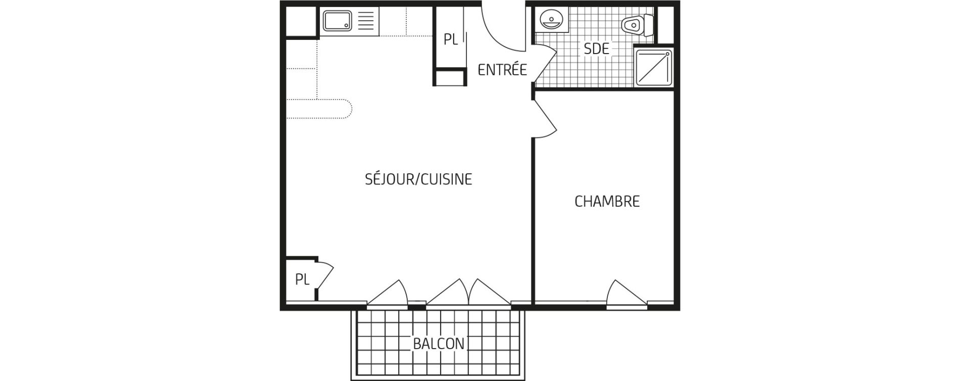 Appartement T2 de 44,35 m2 &agrave; Pont-De-Ch&eacute;ruy Centre