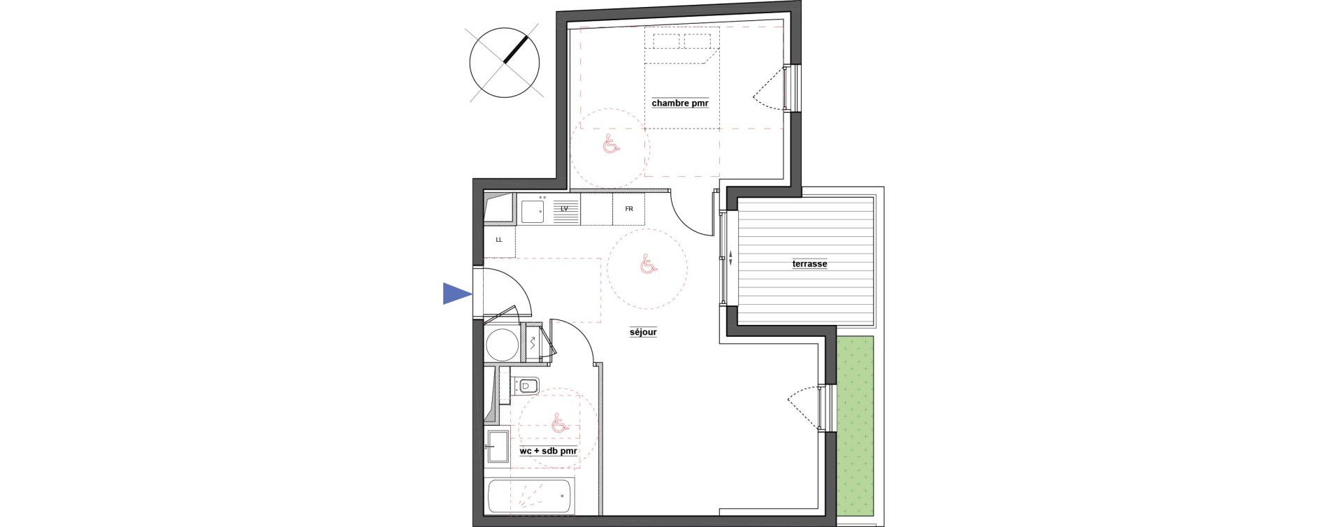 Appartement T2 de 43,10 m2 &agrave; Pont-De-Ch&eacute;ruy Centre