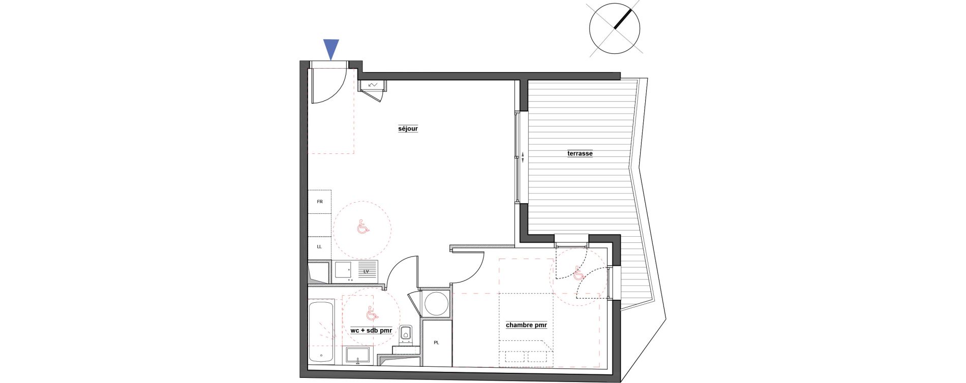 Appartement T2 de 45,80 m2 &agrave; Pont-De-Ch&eacute;ruy Centre