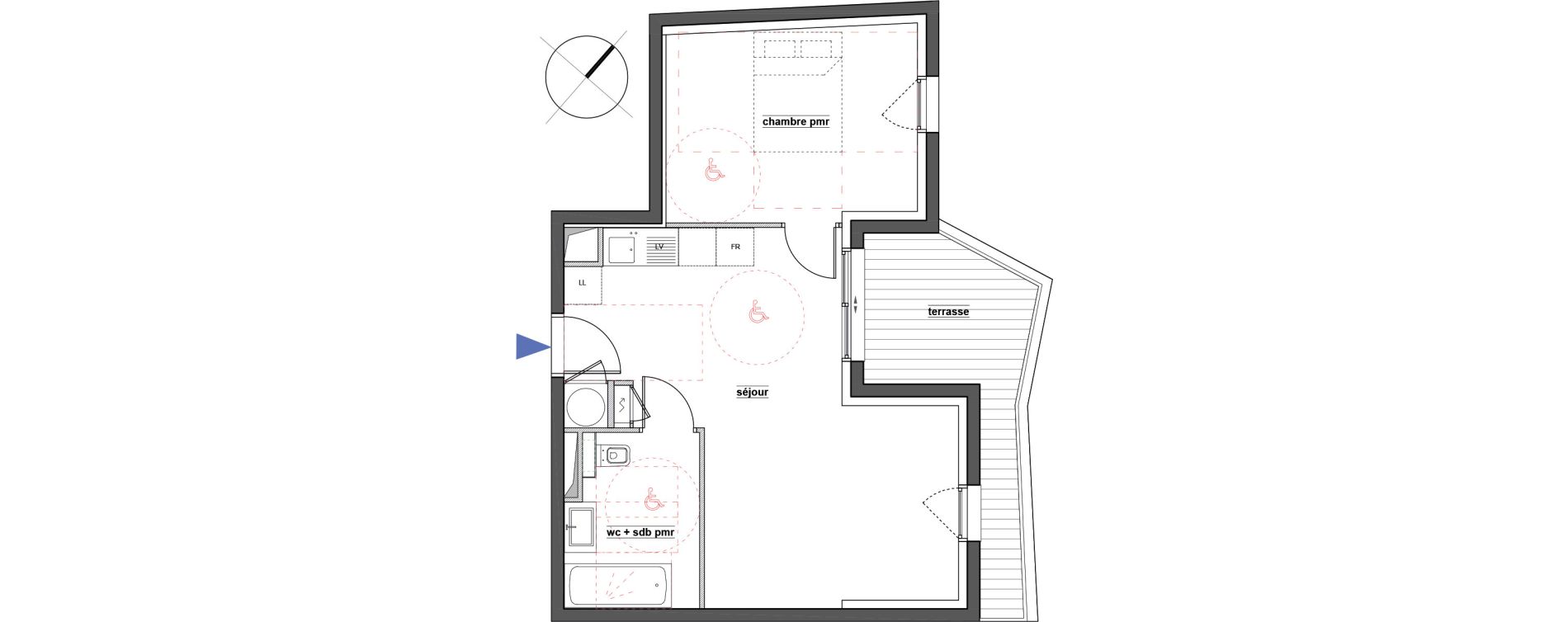 Appartement T2 de 43,10 m2 &agrave; Pont-De-Ch&eacute;ruy Centre