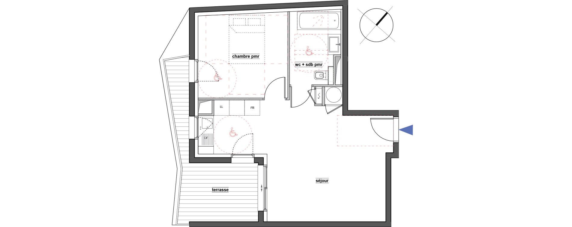 Appartement T2 de 44,60 m2 &agrave; Pont-De-Ch&eacute;ruy Centre