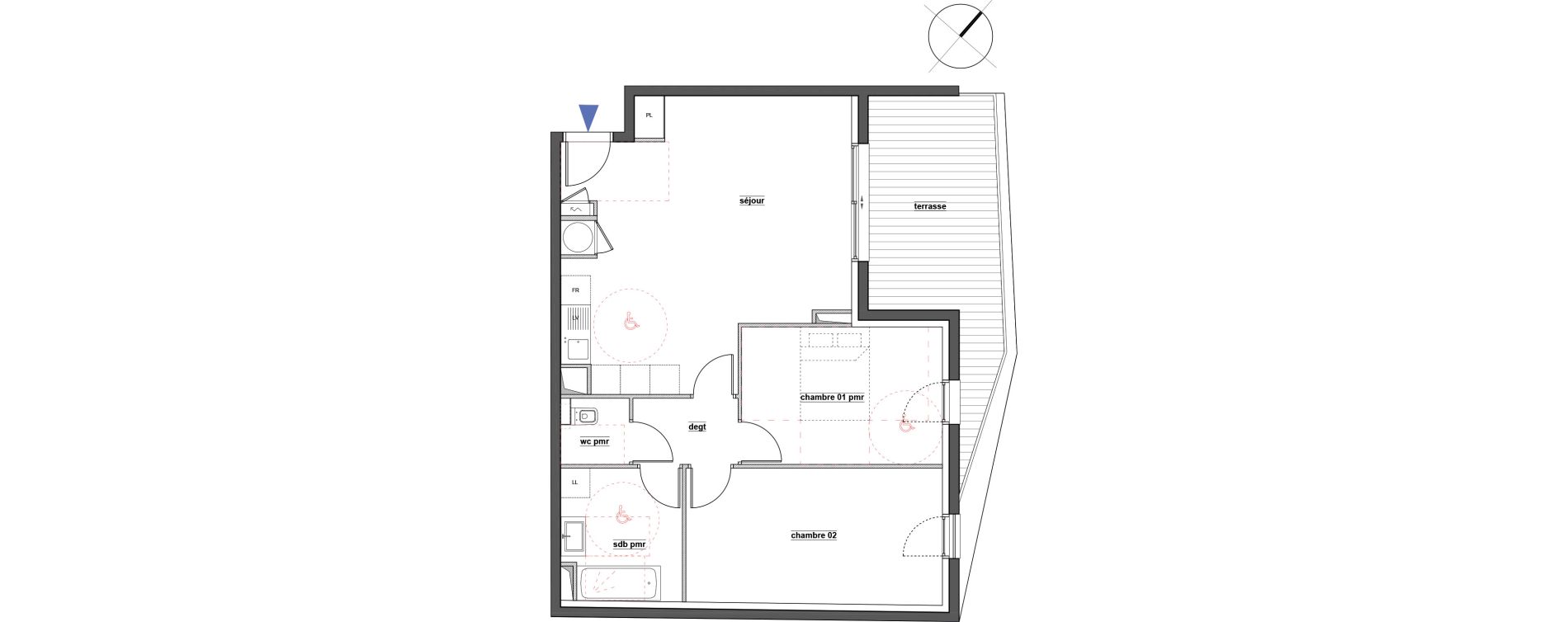 Appartement T3 de 67,30 m2 &agrave; Pont-De-Ch&eacute;ruy Centre