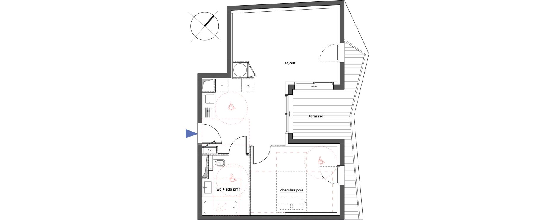Appartement T2 de 45,80 m2 &agrave; Pont-De-Ch&eacute;ruy Centre