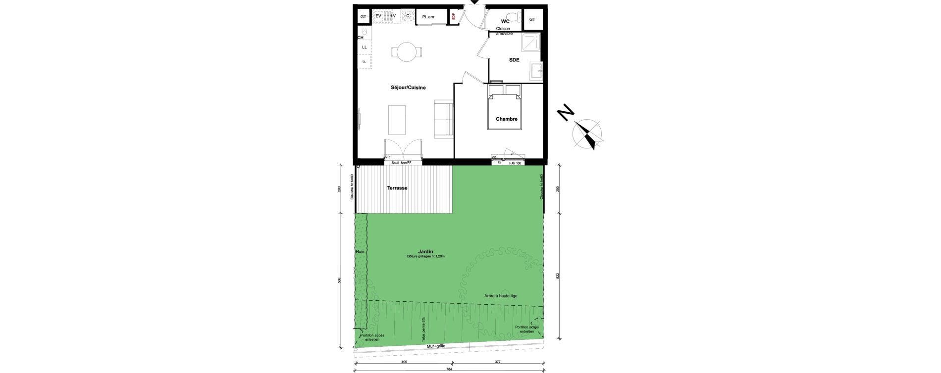 Appartement T2 de 46,40 m2 &agrave; Pont-&Eacute;v&ecirc;que Centre