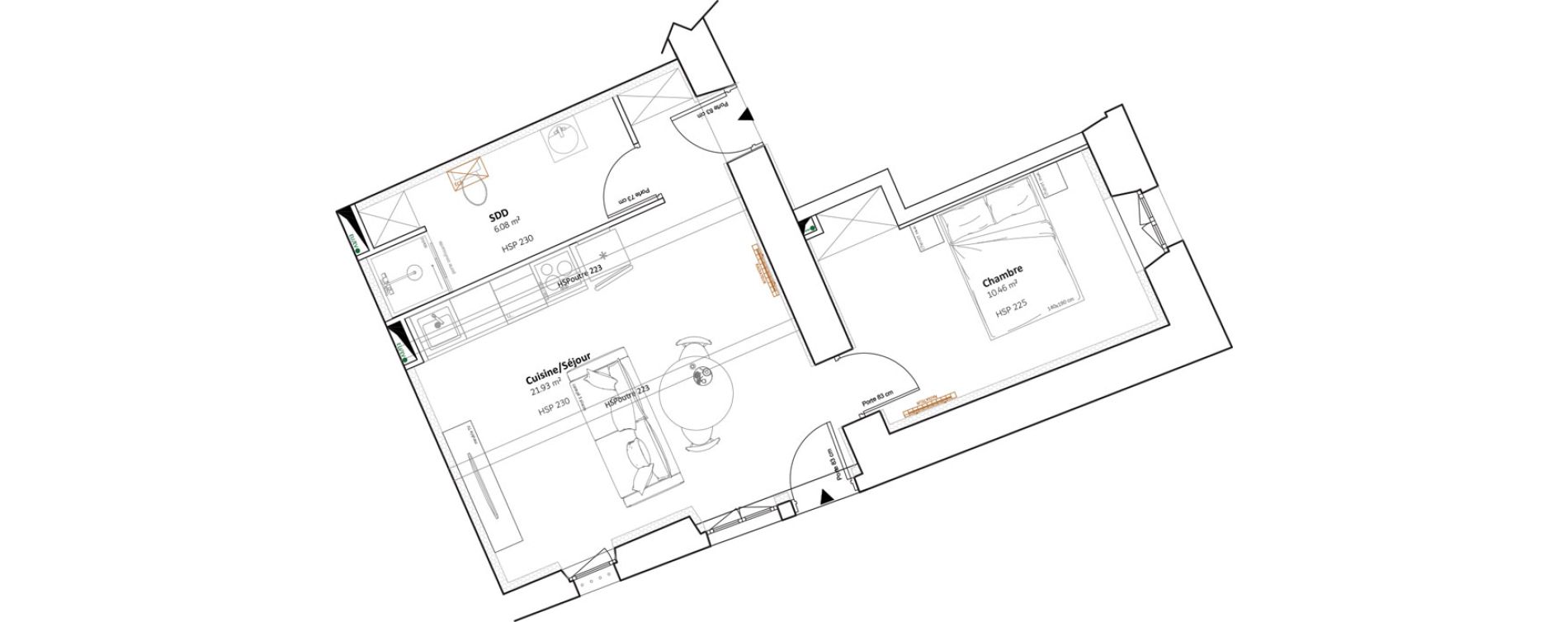 Appartement T2 de 38,47 m2 &agrave; Revel Centre