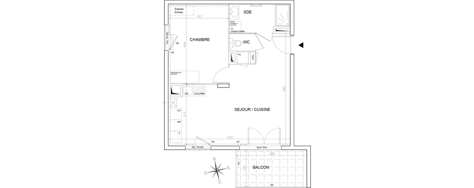 Appartement T2 de 44,20 m2 &agrave; Roussillon Centre