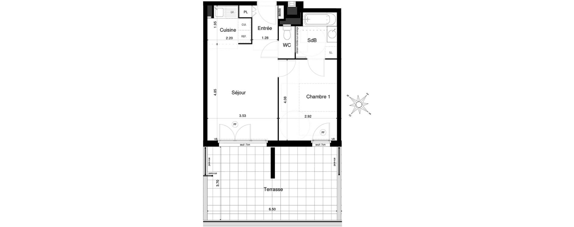 Appartement T2 de 41,40 m2 &agrave; Saint-&Eacute;gr&egrave;ve Centre