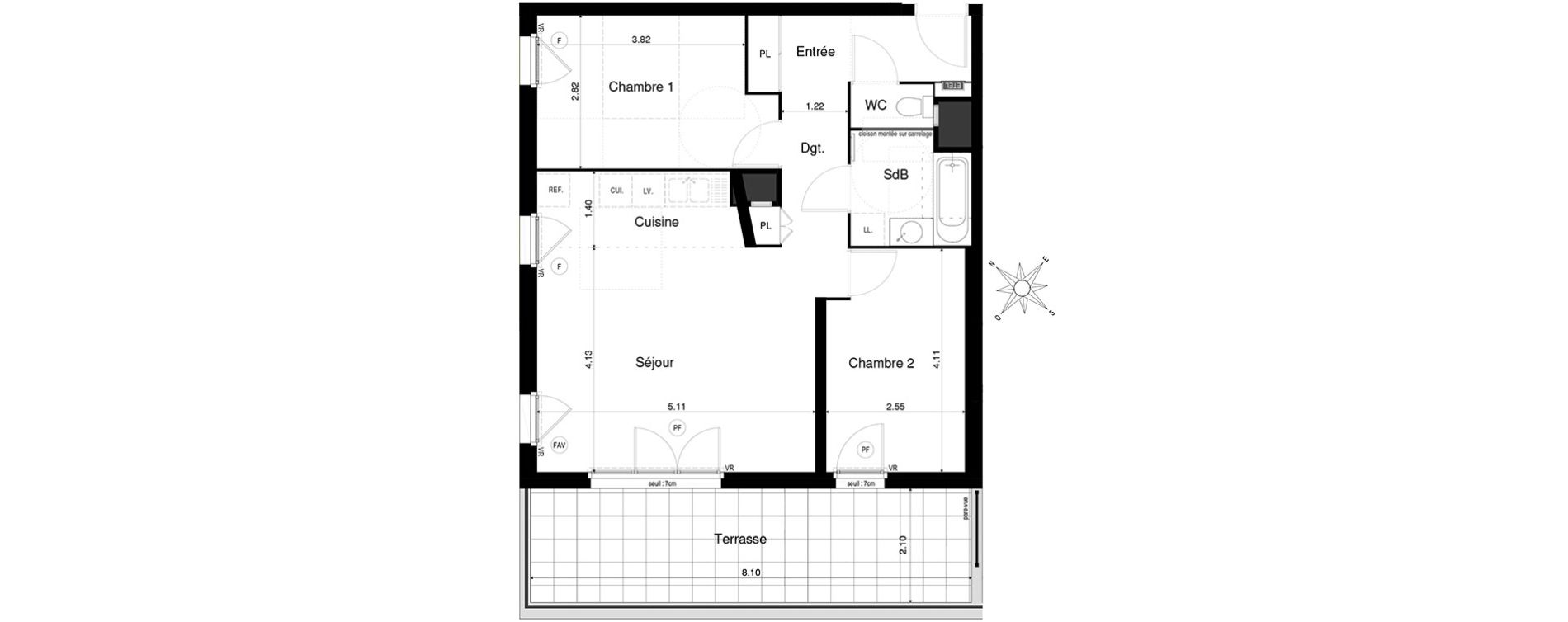Appartement T3 de 63,33 m2 &agrave; Saint-&Eacute;gr&egrave;ve Centre