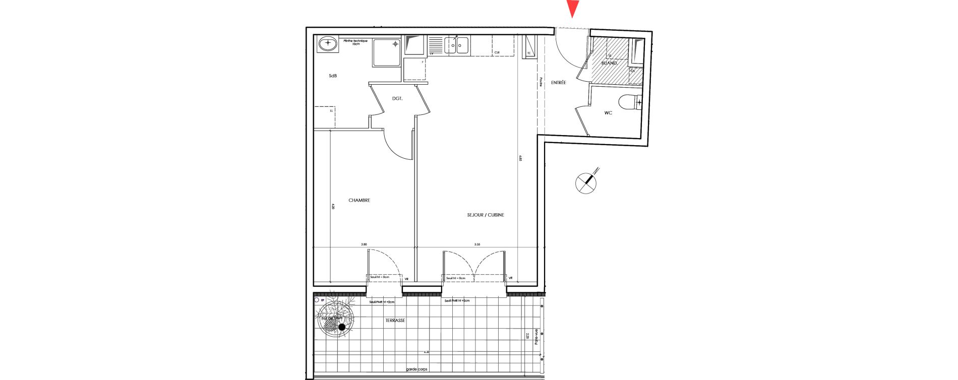 Appartement T2 de 48,40 m2 &agrave; Saint-&Eacute;gr&egrave;ve Centre