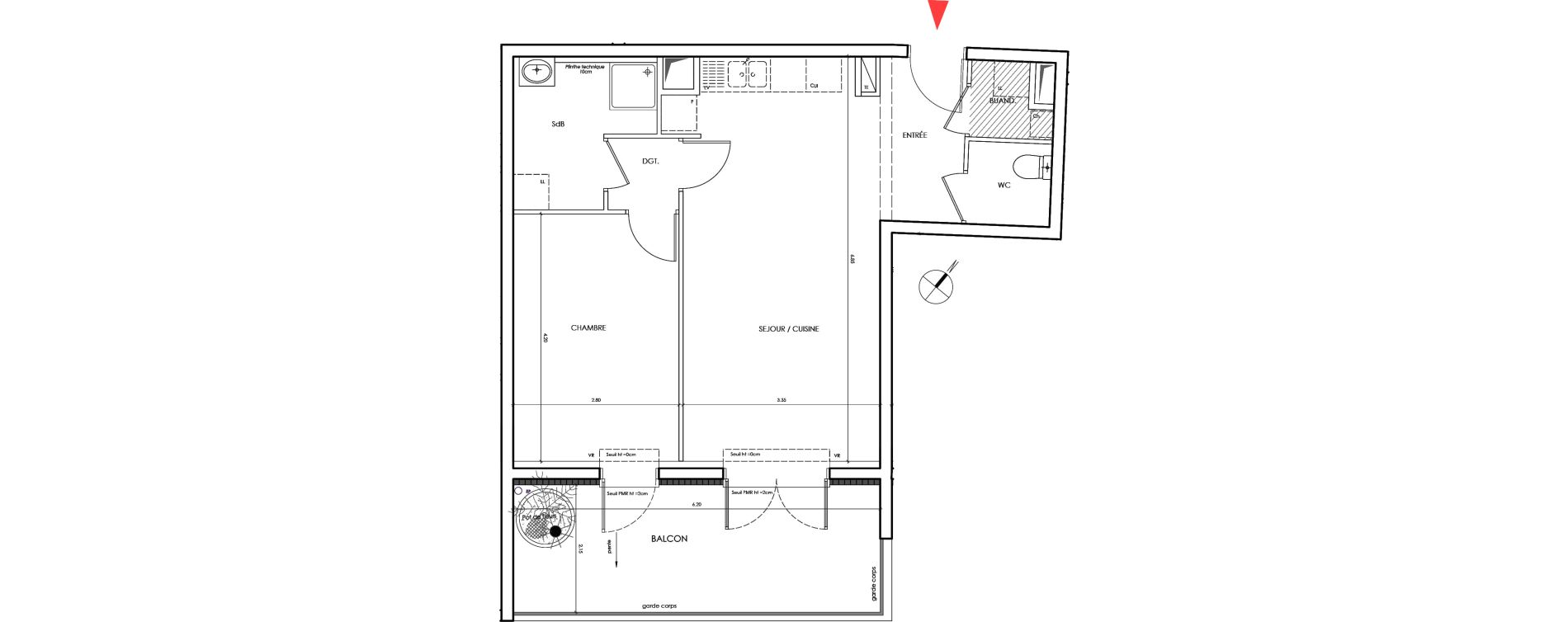 Appartement T2 de 48,40 m2 &agrave; Saint-&Eacute;gr&egrave;ve Centre