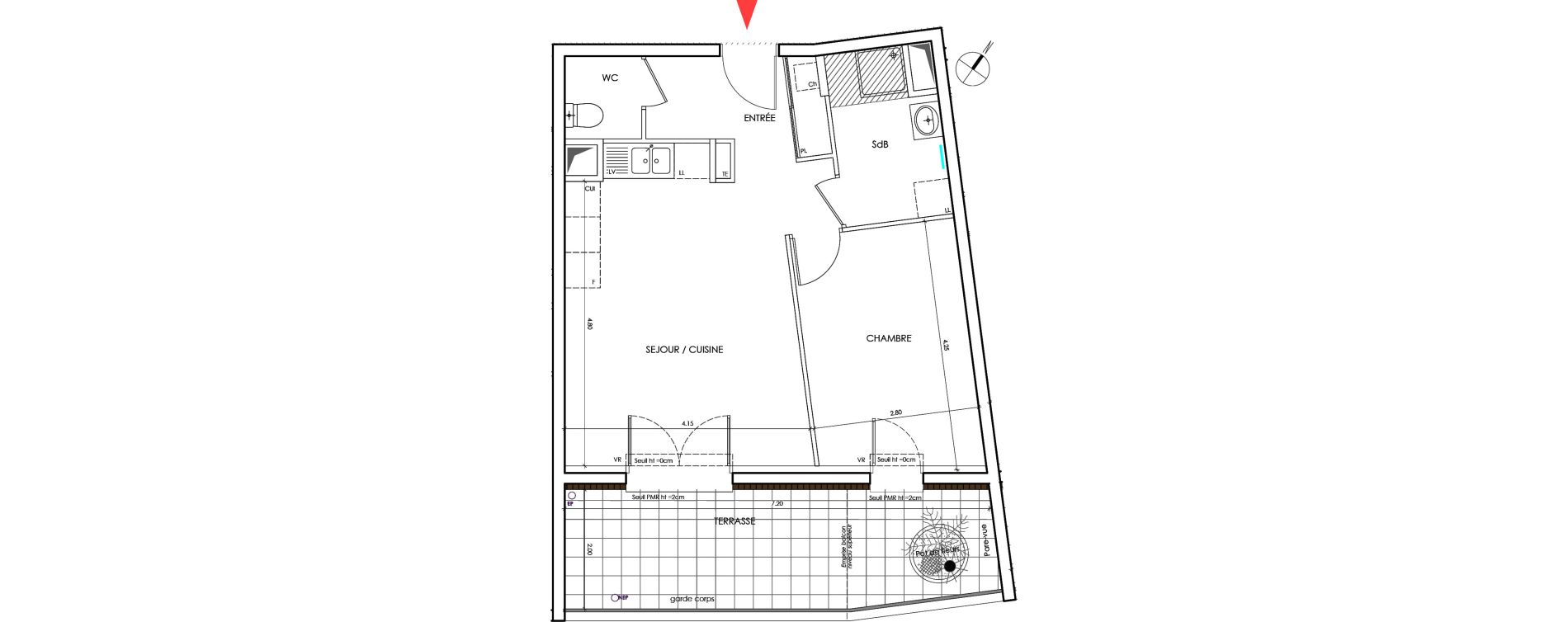 Appartement T2 de 44,30 m2 &agrave; Saint-&Eacute;gr&egrave;ve Centre