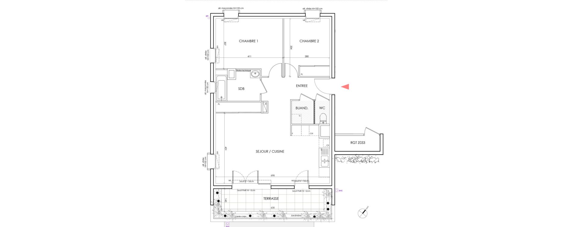 Appartement T3 de 67,60 m2 &agrave; Saint-&Eacute;gr&egrave;ve Centre