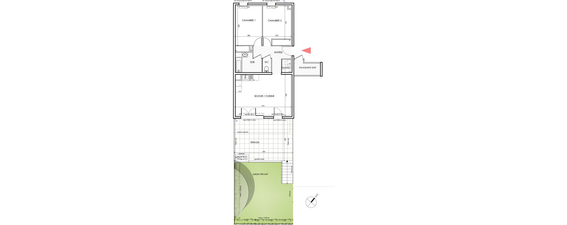 Appartement T3 de 62,80 m2 &agrave; Saint-&Eacute;gr&egrave;ve Centre