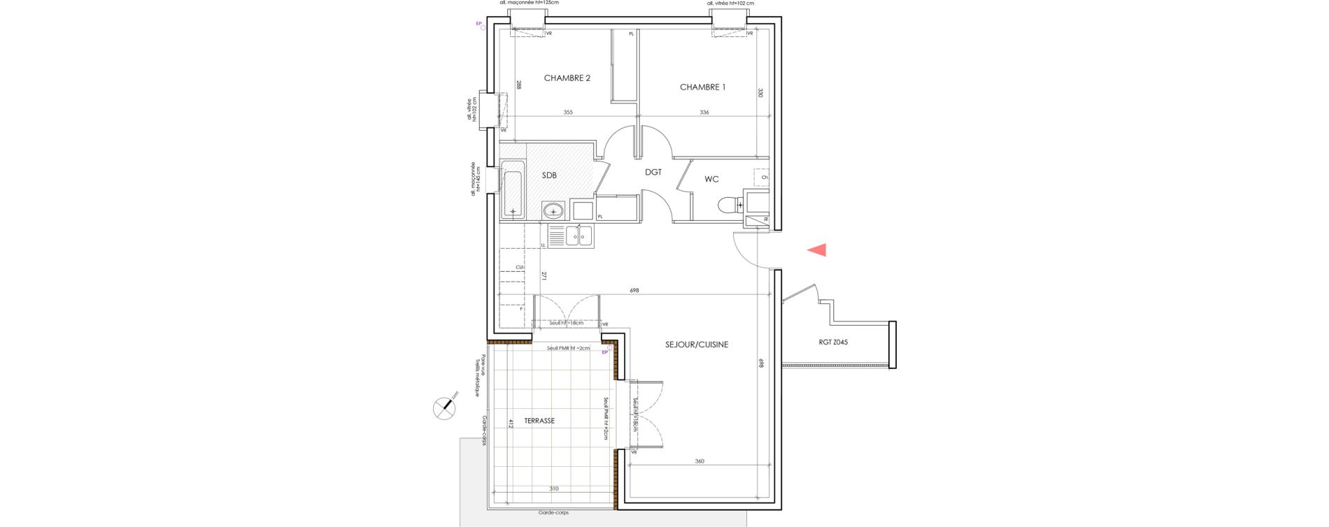 Appartement T3 de 67,40 m2 &agrave; Saint-&Eacute;gr&egrave;ve Centre