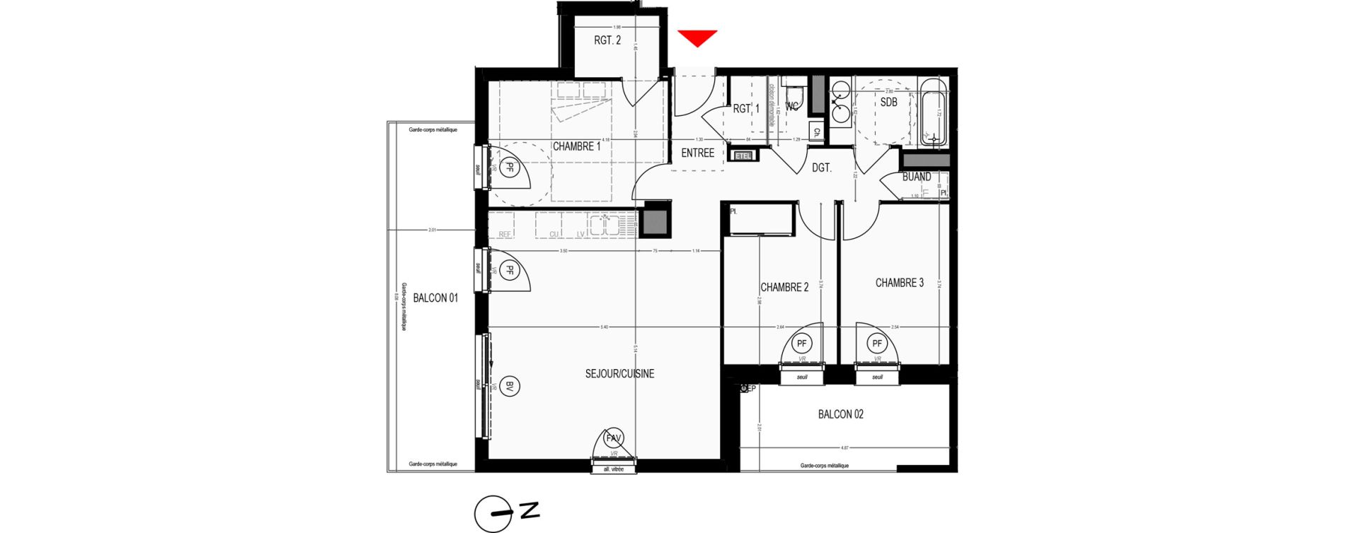Appartement T4 de 81,93 m2 &agrave; Saint-Martin-D'H&egrave;res Centre
