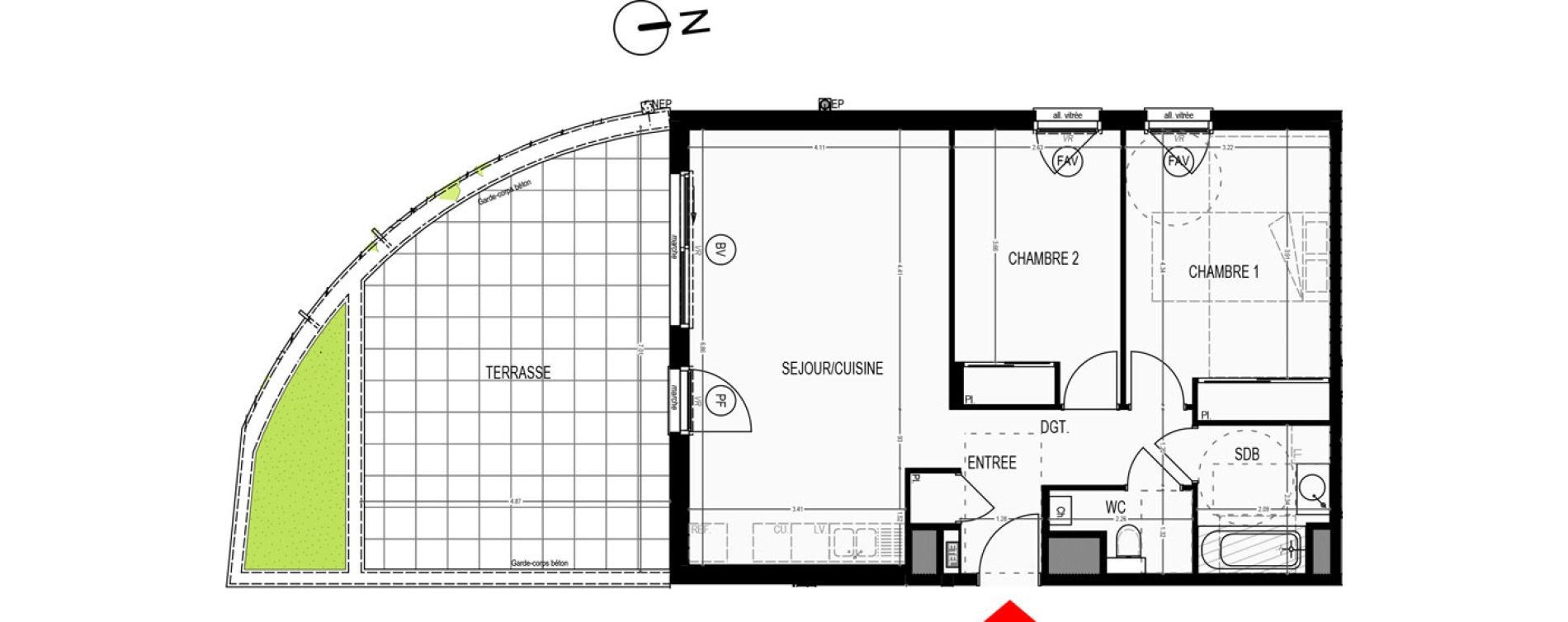 Appartement T3 de 66,31 m2 &agrave; Saint-Martin-D'H&egrave;res Centre