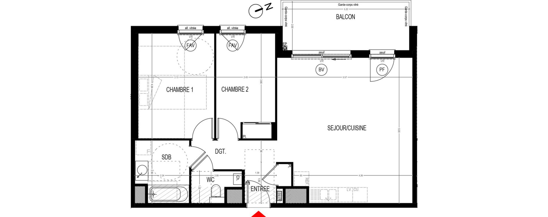 Appartement T3 de 69,82 m2 &agrave; Saint-Martin-D'H&egrave;res Centre