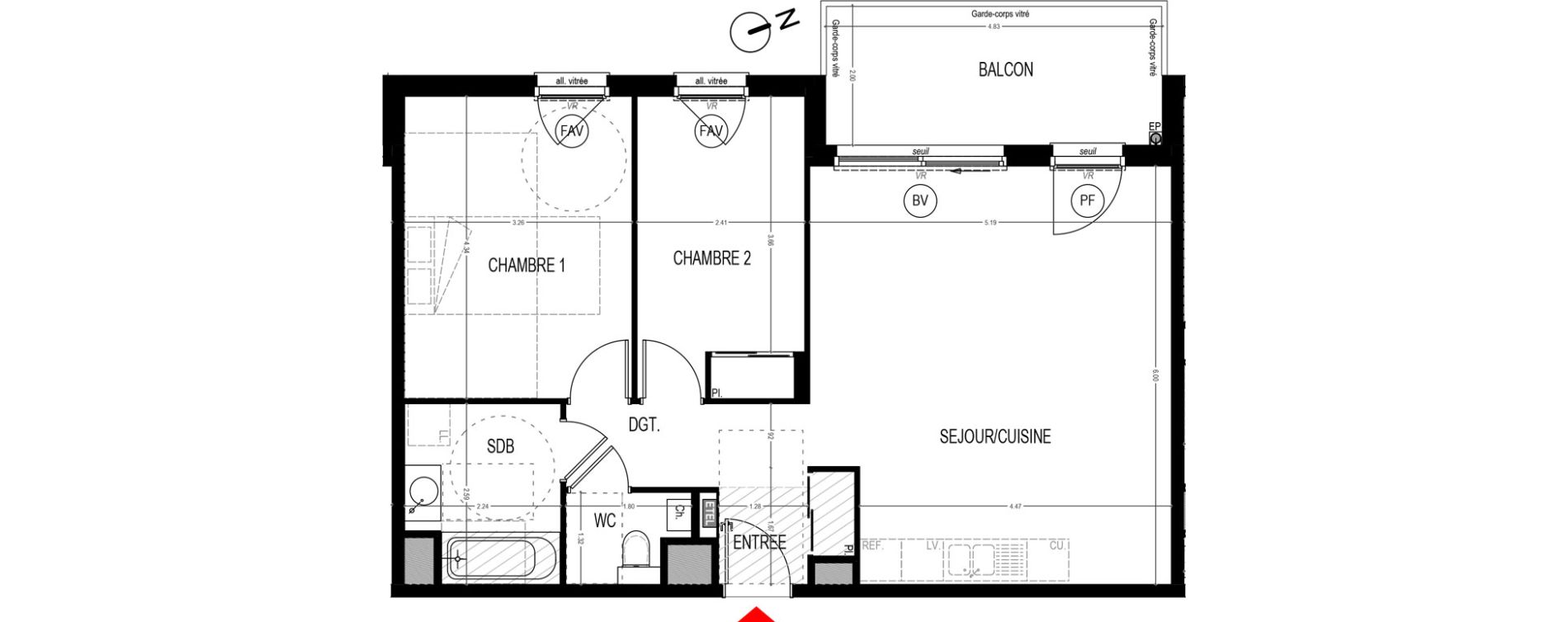 Appartement T3 de 68,30 m2 &agrave; Saint-Martin-D'H&egrave;res Centre