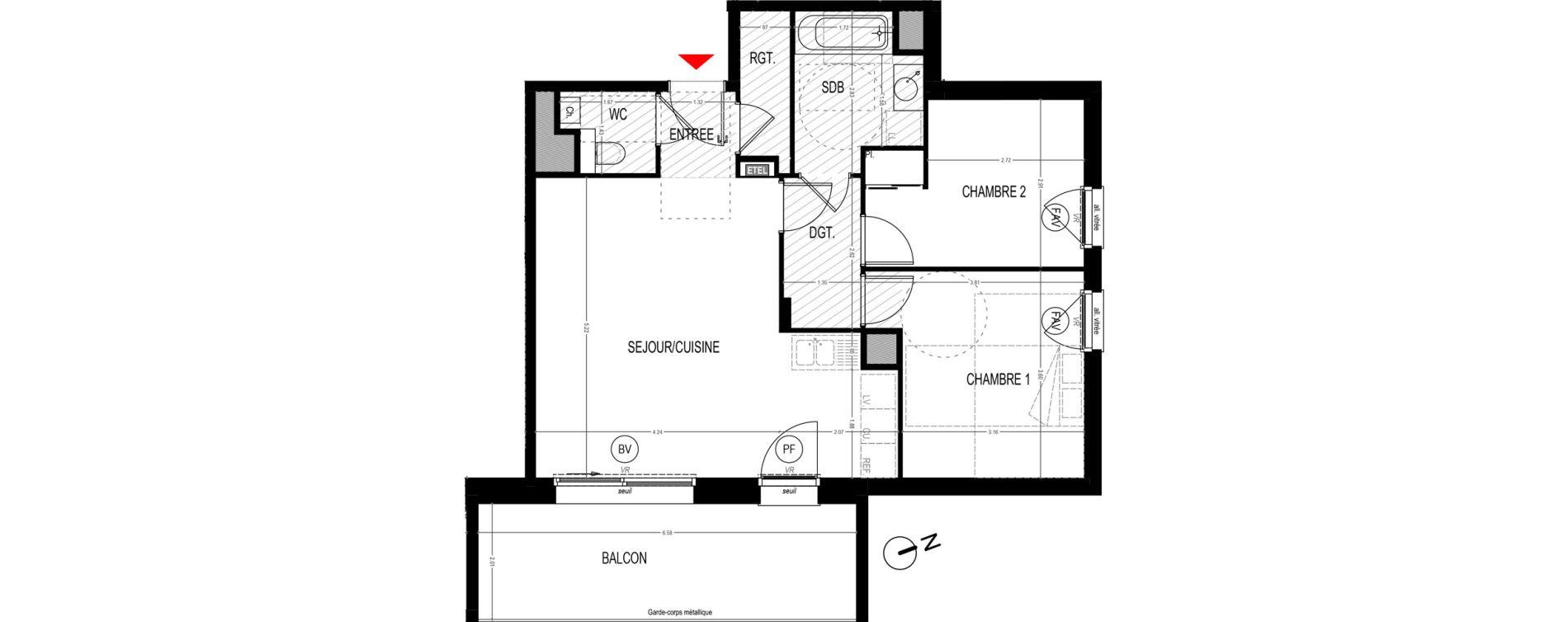 Appartement T3 de 63,99 m2 &agrave; Saint-Martin-D'H&egrave;res Centre