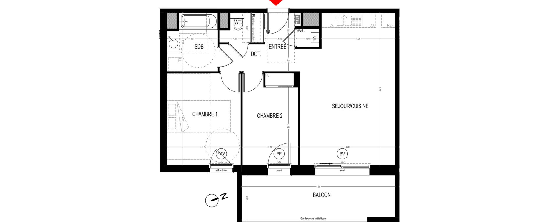 Appartement T3 de 63,85 m2 &agrave; Saint-Martin-D'H&egrave;res Centre