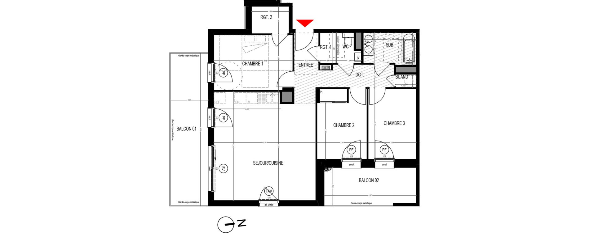 Appartement T4 de 81,95 m2 &agrave; Saint-Martin-D'H&egrave;res Centre