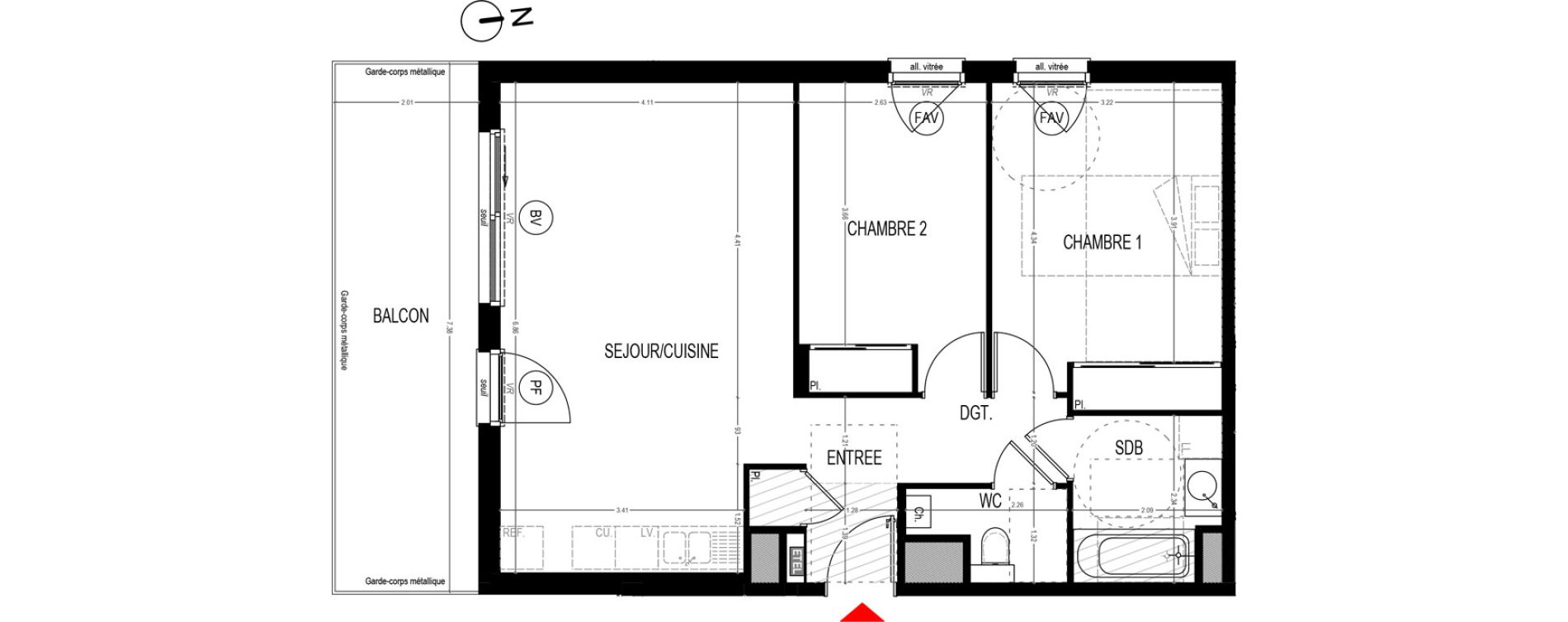 Appartement T3 de 66,31 m2 &agrave; Saint-Martin-D'H&egrave;res Centre