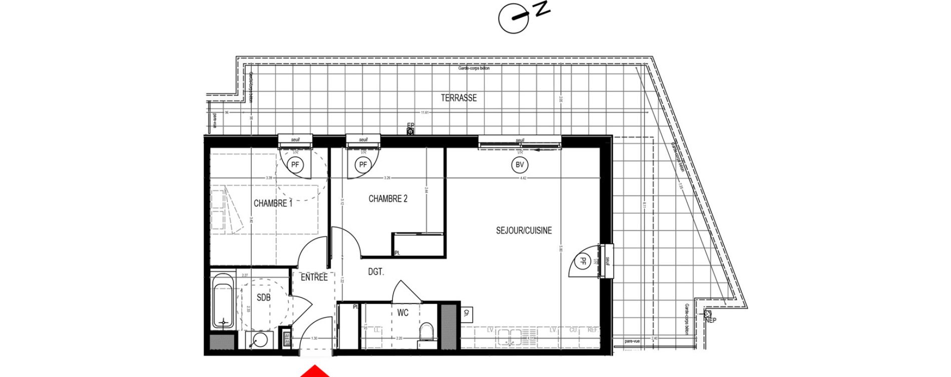 Appartement T3 de 61,63 m2 &agrave; Saint-Martin-D'H&egrave;res Centre