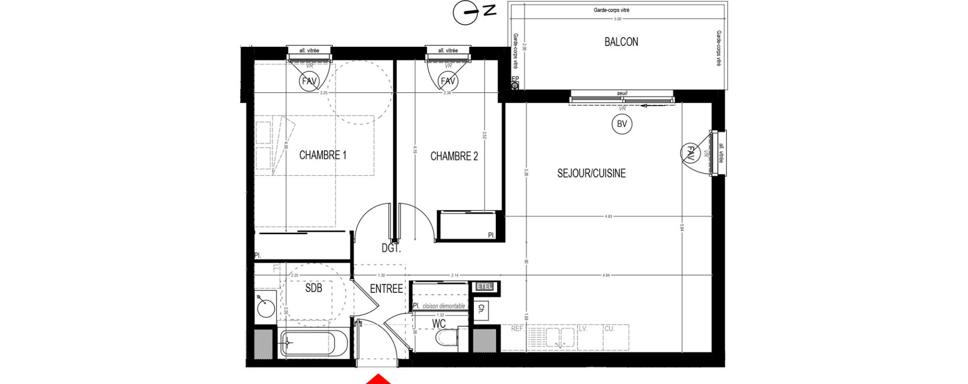 Appartement T3 de 65,51 m2 &agrave; Saint-Martin-D'H&egrave;res Centre