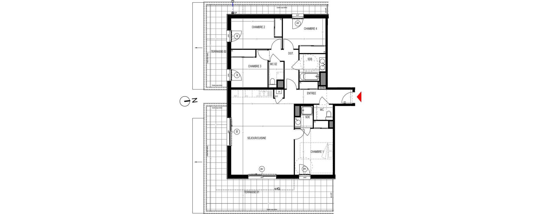 Appartement T5 de 108,34 m2 &agrave; Saint-Martin-D'H&egrave;res Centre