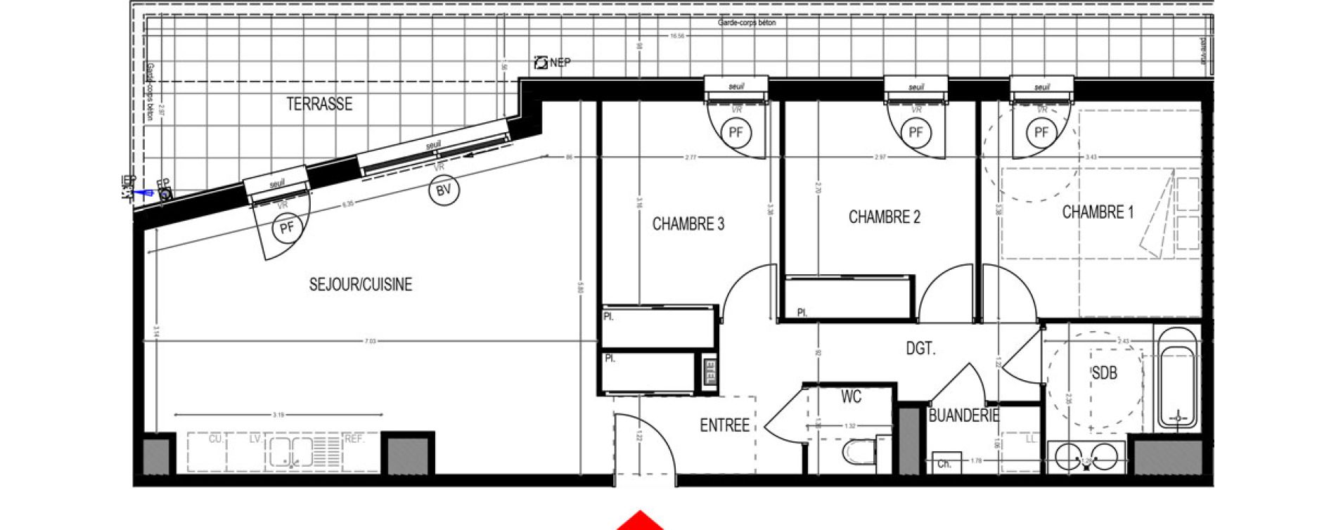 Appartement T4 de 82,44 m2 &agrave; Saint-Martin-D'H&egrave;res Centre